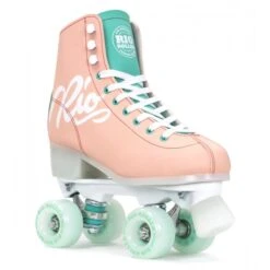 Roller Skates Store 10 Rio Roller Script Quad Roller Skates - Peach/Green