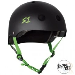 S1 Lifer Multi Impact Helmet - Black Matt Green Strap
