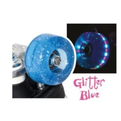 Rio Roller Light Up Flashing Wheels (Pack Of 4) -Roller Skates Store SFR178 RioLightUpWheelsLgeImgglitterblue 500x500 0
