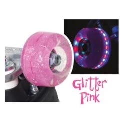 Rio Roller Light Up Flashing Wheels (Pack Of 4) -Roller Skates Store SFR178 RioLightUpWheelsLgeImgglitterpink 500x500 0