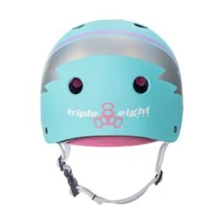 Triple 8 Certified Sweatsaver Helmet - Teal Hologram -Roller Skates Store helmet20hologram20back 500x500 0
