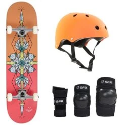 Enuff Flash Complete Skateboard Orange/Red Helmet & Pads Package