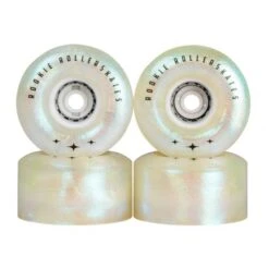 Rookie LED Light Up Quad Roller Skate Wheels White Glitter 85A (4 Pack)