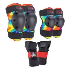Triple Eight Triple 8 Saver Series 3 Pack Safety Pads Knee Elbow Wrist - Tie Dye - Junior